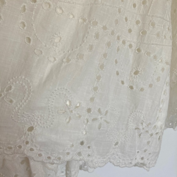 By Anthropologie EYELET ASYMMETRICAL MIDI SKIRT in Ivory - Picture 4 of 9
